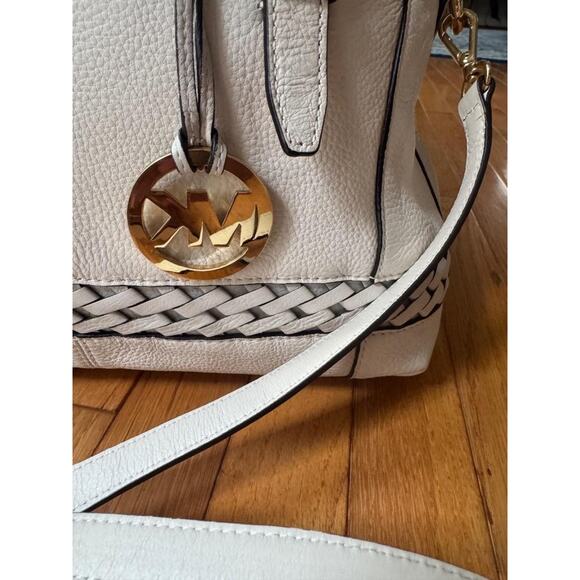 MICHAEL KORS GLADSTONE LARGE white LEATHER TOP ZIP LOGO SATCHEL (PU500 - Picture 3 of 13